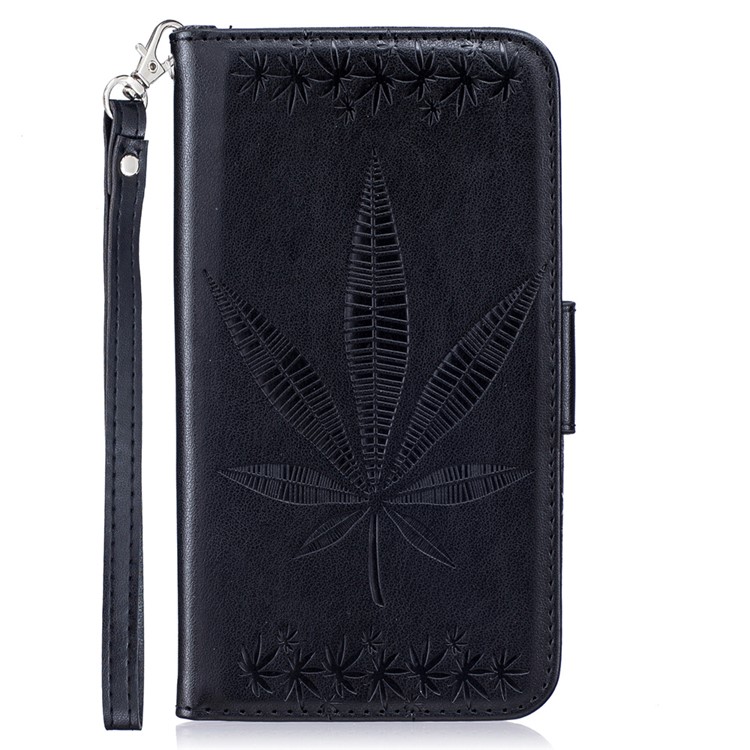 Imprint Maple Leaves Leather Wallet Case for Xiaomi Redmi Note 3 / Note 3 Pro - Black-2