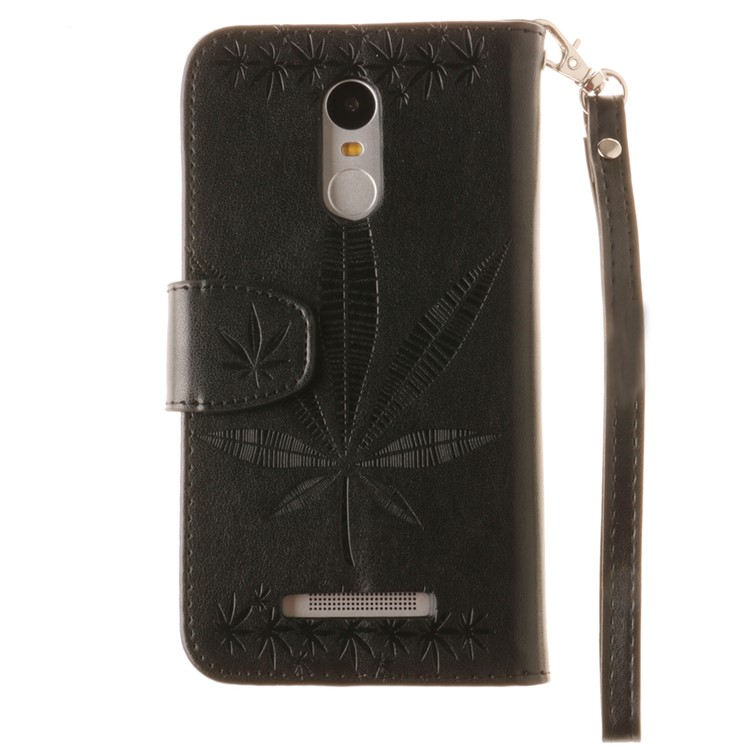 Imprint Maple Leaves Leather Wallet Case for Xiaomi Redmi Note 3 / Note 3 Pro - Black-3