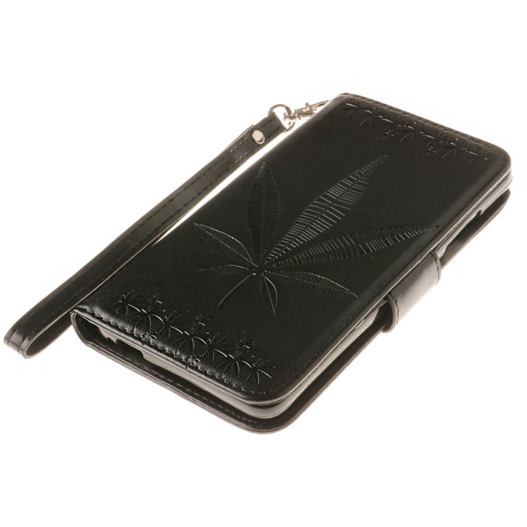 Imprint Maple Leaves Leather Wallet Case for Xiaomi Redmi Note 3 / Note 3 Pro - Black-4