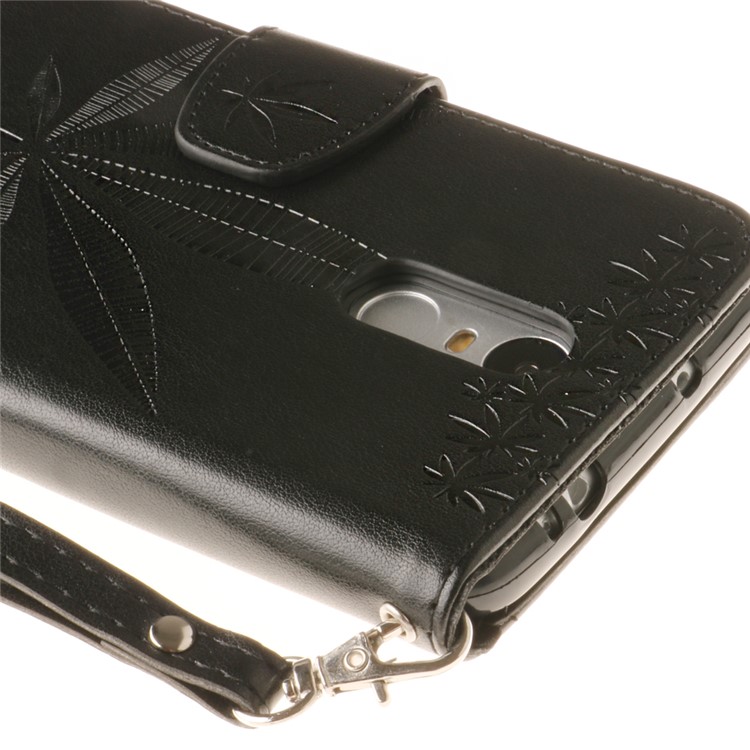 Imprint Maple Leaves Leather Wallet Case for Xiaomi Redmi Note 3 / Note 3 Pro - Black-6