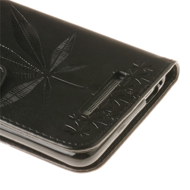 Imprint Maple Leaves Leather Wallet Case for Xiaomi Redmi Note 3 / Note 3 Pro - Black-7