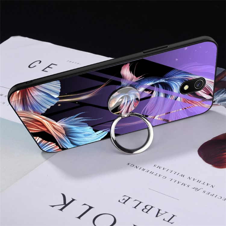 Luminous Tempered Glass PC + TPU Mobile Shell with Kickstand for Xiaomi Redmi 8A - Fish-2