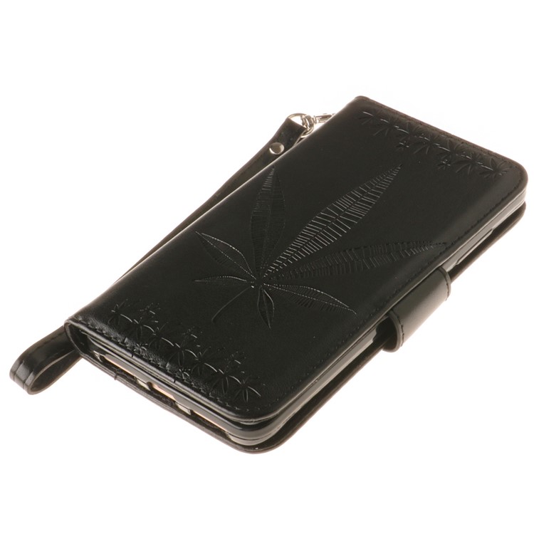 Imprint Maple Leaves Leather Wallet Case for Xiaomi Redmi Note 4 - Black-4