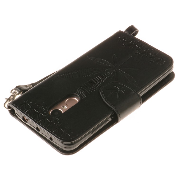 Imprint Maple Leaves Leather Wallet Case for Xiaomi Redmi Note 4 - Black-5