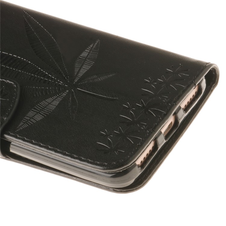 Imprint Maple Leaves Leather Wallet Case for Xiaomi Redmi Note 4 - Black-7