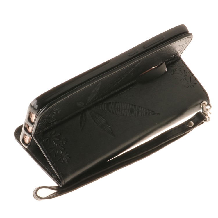 Imprint Maple Leaves Leather Wallet Case for Xiaomi Redmi Note 4 - Black-9