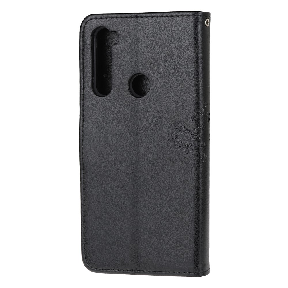 Imprint Tree Owl Wallet Stand Leather Cover for Xiaomi Redmi Note 8T - Black-3