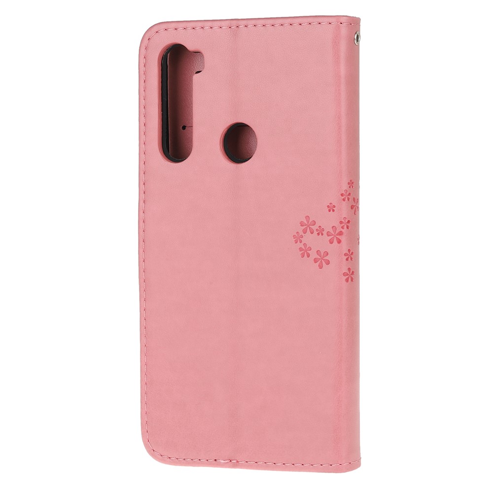 Imprint Tree Owl Wallet Stand Leather Cover for Xiaomi Redmi Note 8T - Pink-3