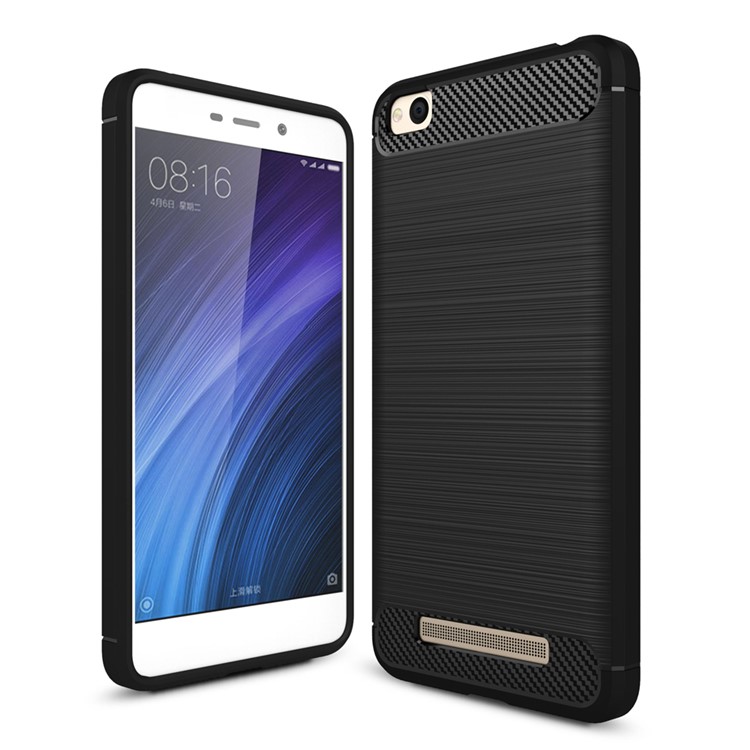 Carbon Fibre Brushed TPU Case for Xiaomi Redmi 4a - Black-1