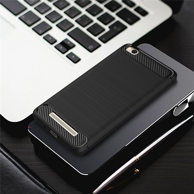 Carbon Fibre Brushed TPU Case for Xiaomi Redmi 4a - Black-10