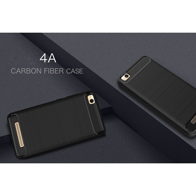 Carbon Fibre Brushed TPU Case for Xiaomi Redmi 4a - Black-2