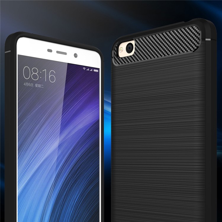 Carbon Fibre Brushed TPU Case for Xiaomi Redmi 4a - Black-3