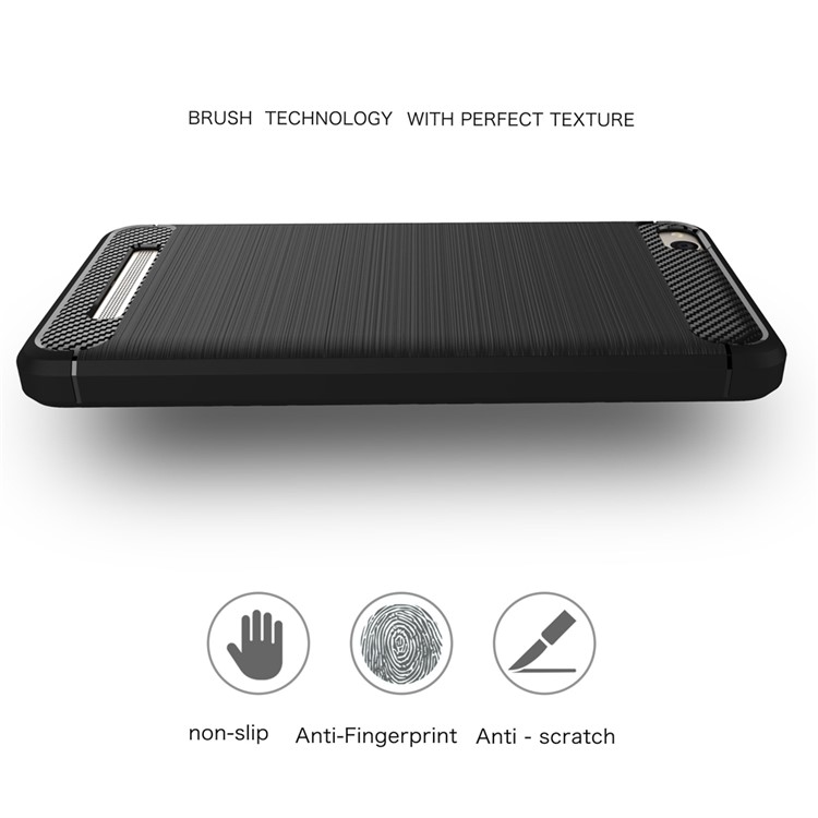 Carbon Fibre Brushed TPU Case for Xiaomi Redmi 4a - Black-4