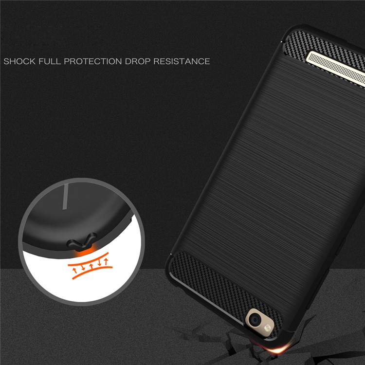 Carbon Fibre Brushed TPU Case for Xiaomi Redmi 4a - Black-7
