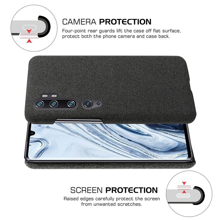 KSQ Cloth Coated Plastic Back Cover for Xiaomi Mi CC9 Pro/Note 10/Note 10 Pro - Black-5