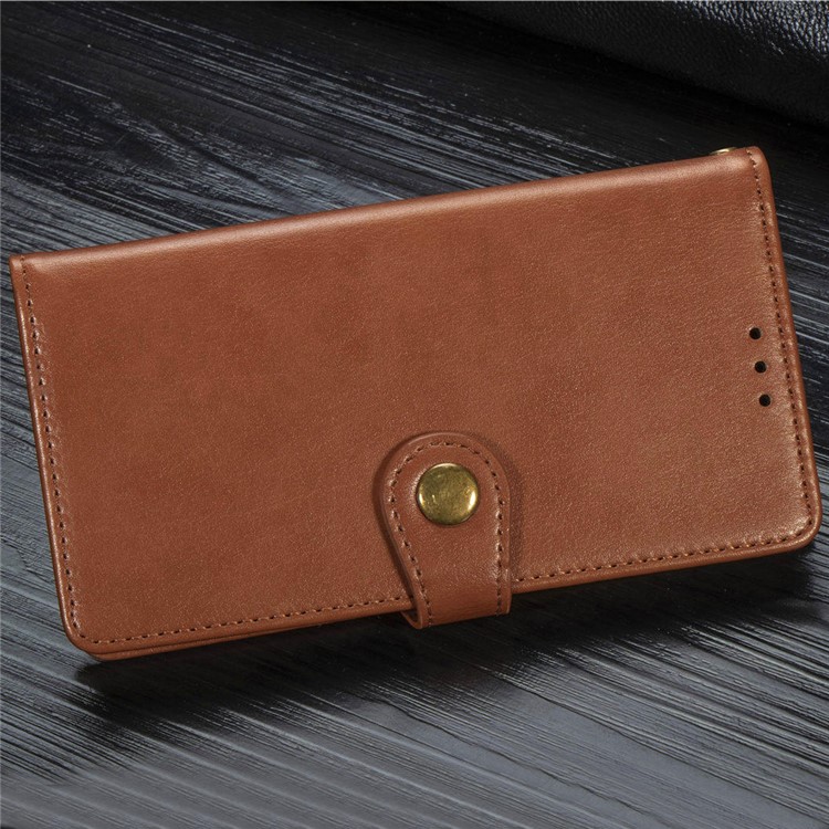 Solid Color Wallet Stand Leather Case for Xiaomi Redmi 8A - Brown-14