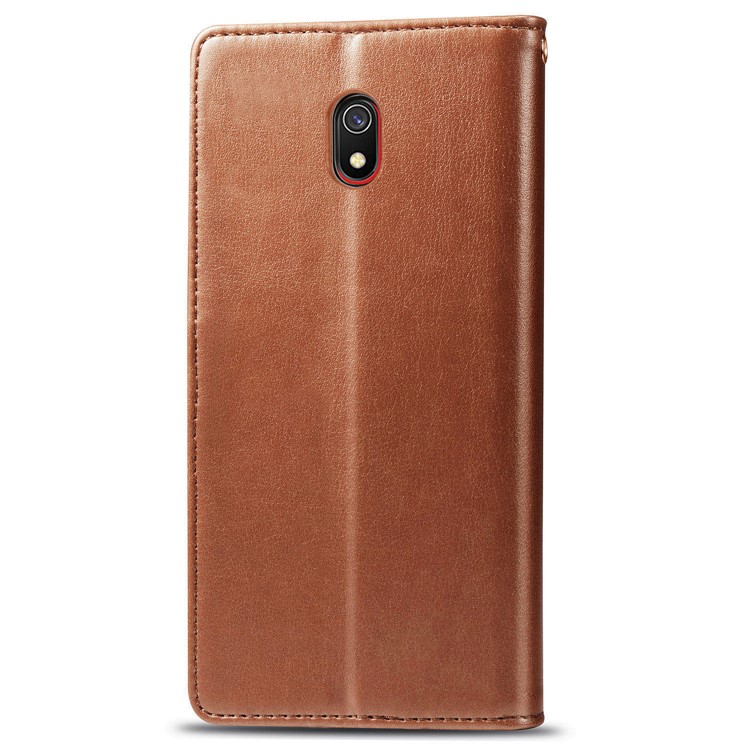 Solid Color Wallet Stand Leather Case for Xiaomi Redmi 8A - Brown-3