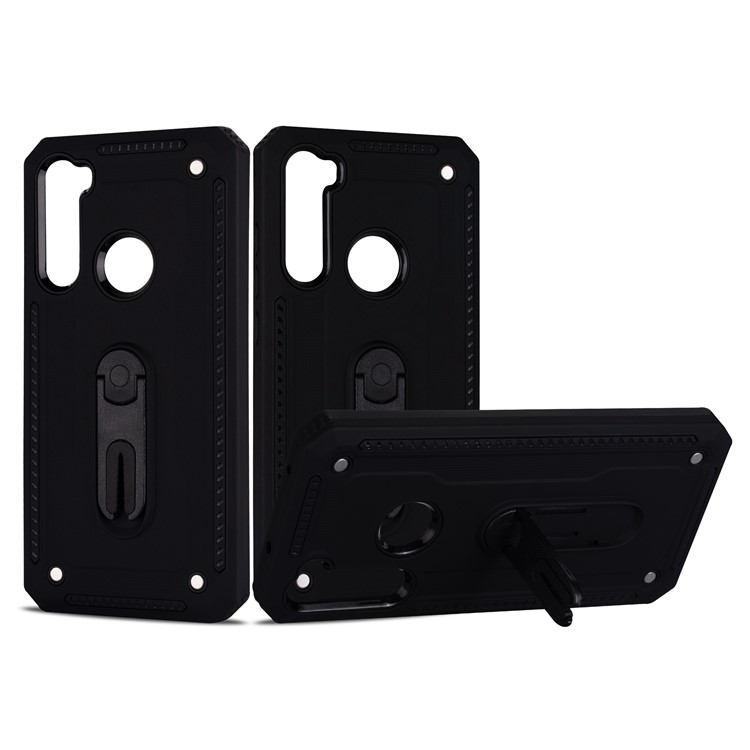 Air Outlet with Kickstand PC + TPU Covering for Xiaomi Redmi Note 8 - Black-1