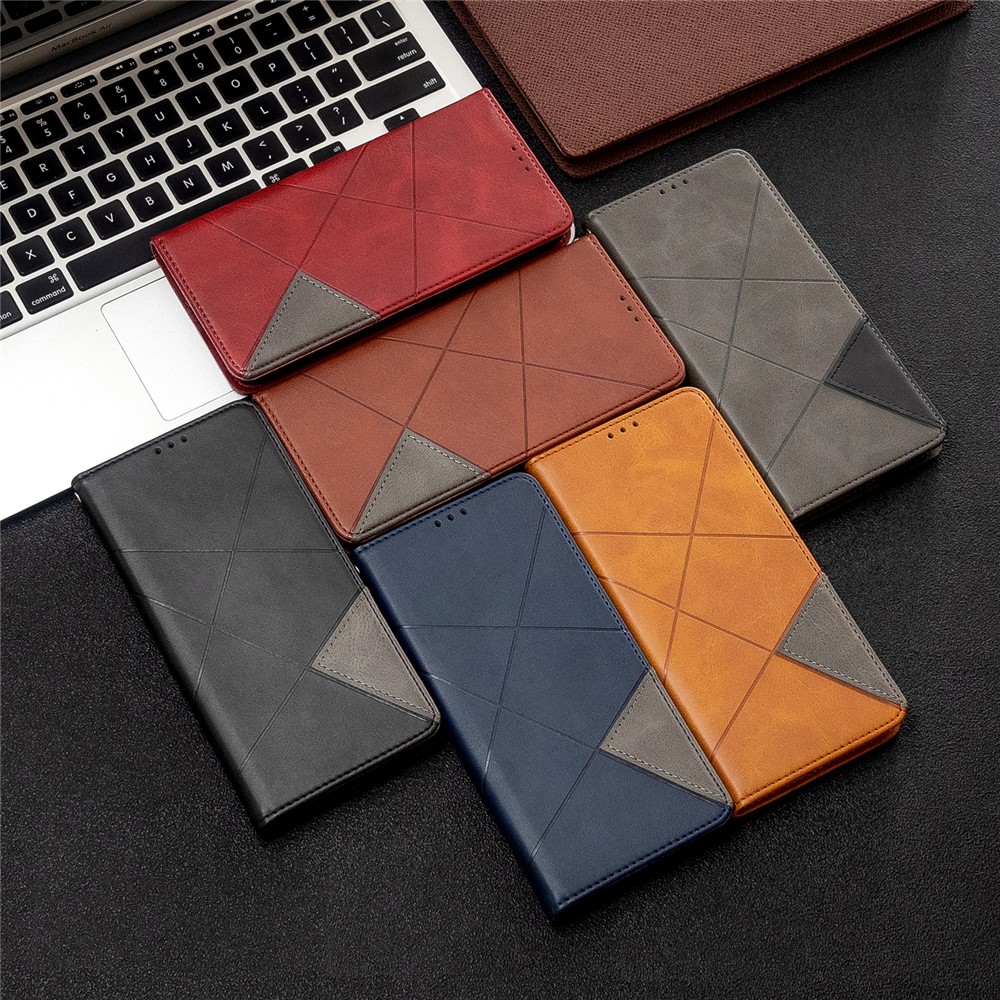 Motif Géométrique Support Cas Porte-cartes En Cuir Pour Xiaomi Redmi Note 8T - Noir-10