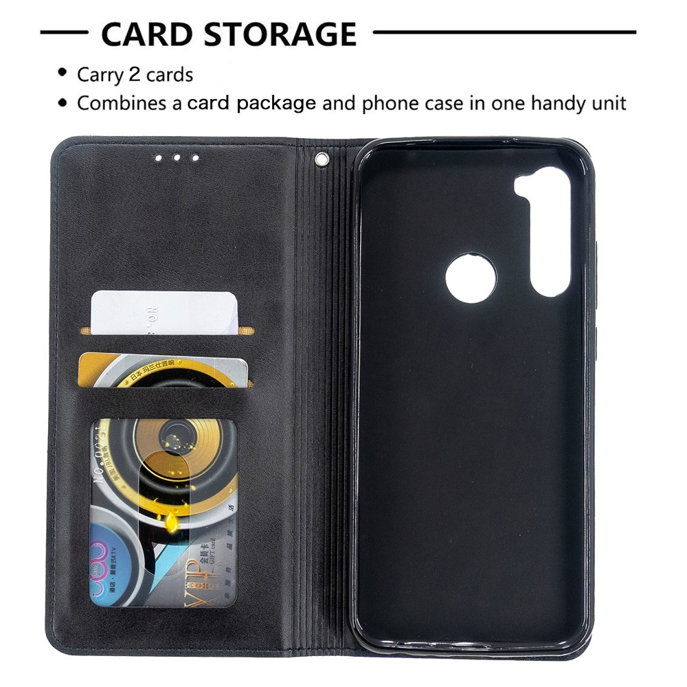 Estuche de Tarjetas de Cuero de Stand de Patrón Geométrico Para Xiaomi Redmi Note 8T - Negro