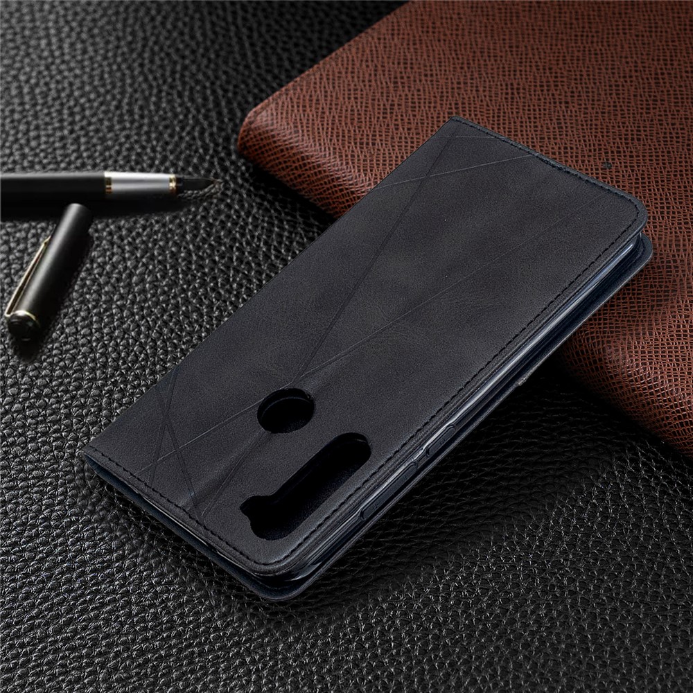 Motif Géométrique Support Cas Porte-cartes En Cuir Pour Xiaomi Redmi Note 8T - Noir-9