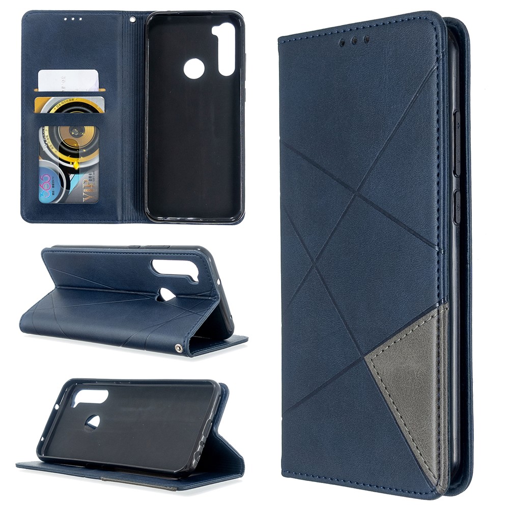 Geometric Pattern Stand Leather Card Holder Case for Xiaomi Redmi Note 8T - Blue-1