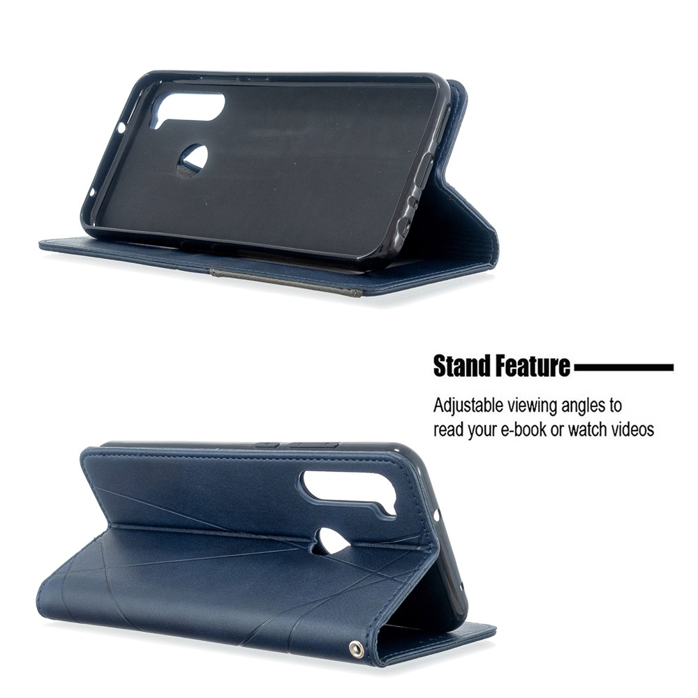 Geometric Pattern Stand Leather Card Holder Case for Xiaomi Redmi Note 8T - Blue-5