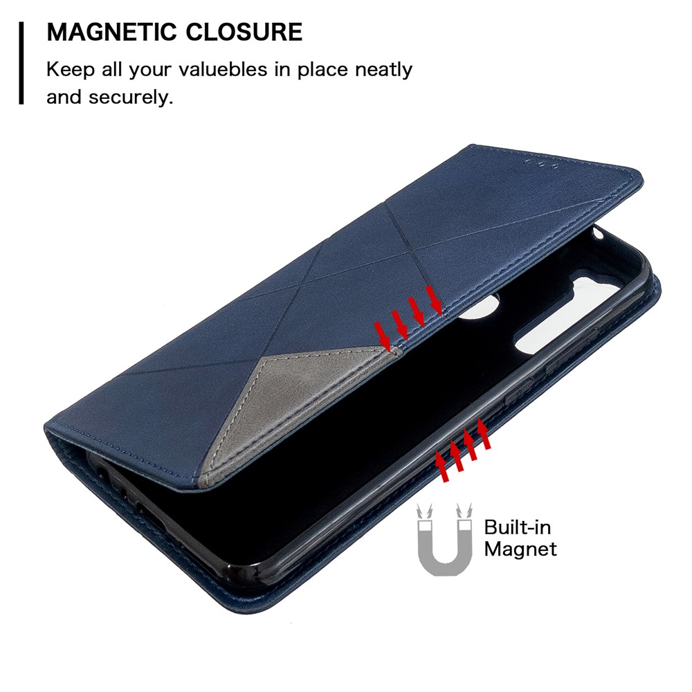 Geometric Pattern Stand Leather Card Holder Case for Xiaomi Redmi Note 8T - Blue-6