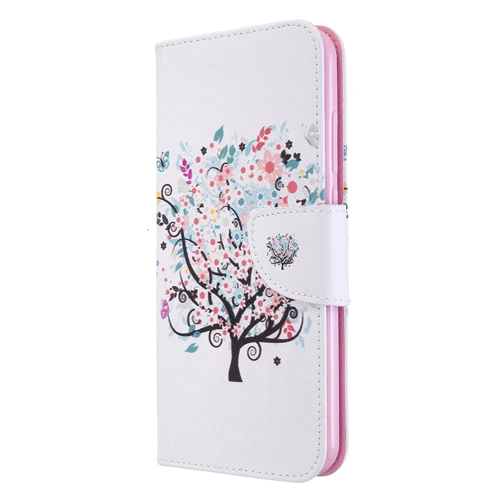 Pattern Printing Leather Wallet Case for Xiaomi Redmi Note 8T - Flowered Tree-2