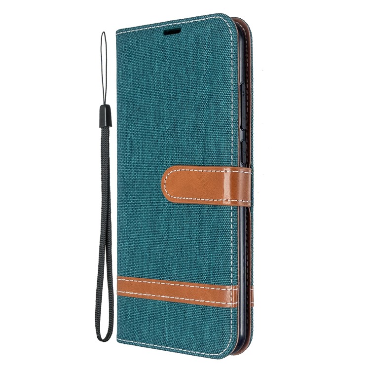 Assorted Color Jeans Cloth Leather Wallet Case for Xiaomi Redmi Note 8T - Green-2