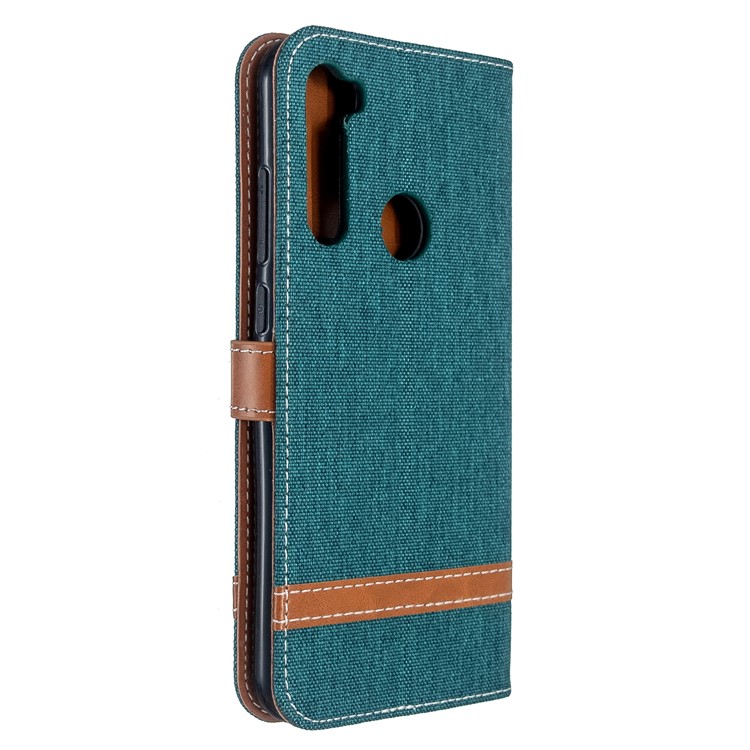 Assorted Color Jeans Cloth Leather Wallet Case for Xiaomi Redmi Note 8T - Green-3