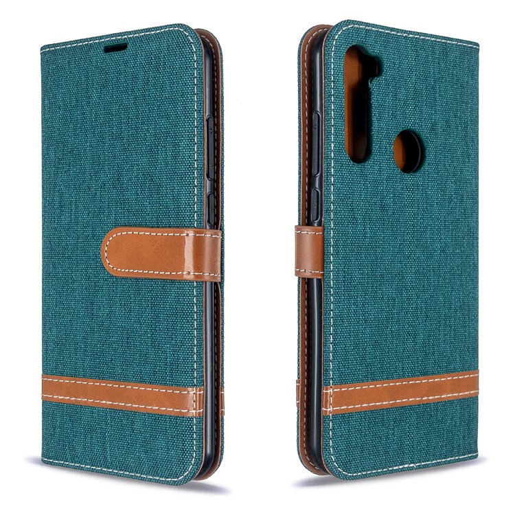 Assorted Color Jeans Cloth Leather Wallet Case for Xiaomi Redmi Note 8T - Green-4
