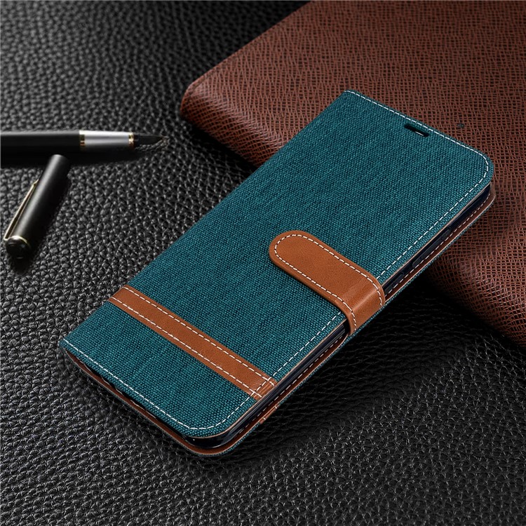 Assorted Color Jeans Cloth Leather Wallet Case for Xiaomi Redmi Note 8T - Green-7
