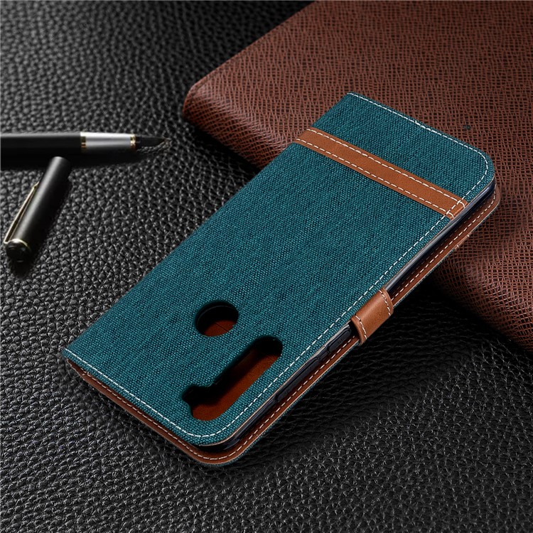 Assorted Color Jeans Cloth Leather Wallet Case for Xiaomi Redmi Note 8T - Green-8