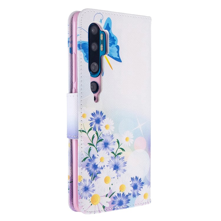 Pattern Printing Leather Wallet Case for Xiaomi Mi CC9 Pro / Mi Note 10 / Mi Note 10 Pro - Blue Butterfly and Flowers-3