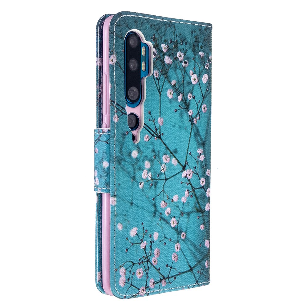 Custodia di Portafoglio in Pelle da Stampa Motivi Per Xiaomi Mi Cc9 Pro / mi Note 10 / Mi Note 10 Pro - Albero Con Fiori