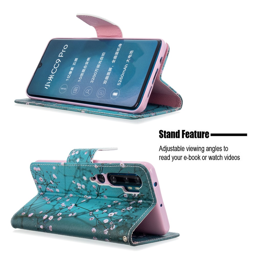 Pattern Printing Leather Wallet Case for Xiaomi Mi CC9 Pro / Mi Note 10 / Mi Note 10 Pro - Tree with Flowers-5