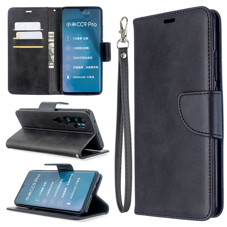 PU Carteira De Couro Shell Caso Suporte Para Xiaomi Mi CC9 Pro / Mi Nota 10 Pro / Mi Nota 10 - Preto-1