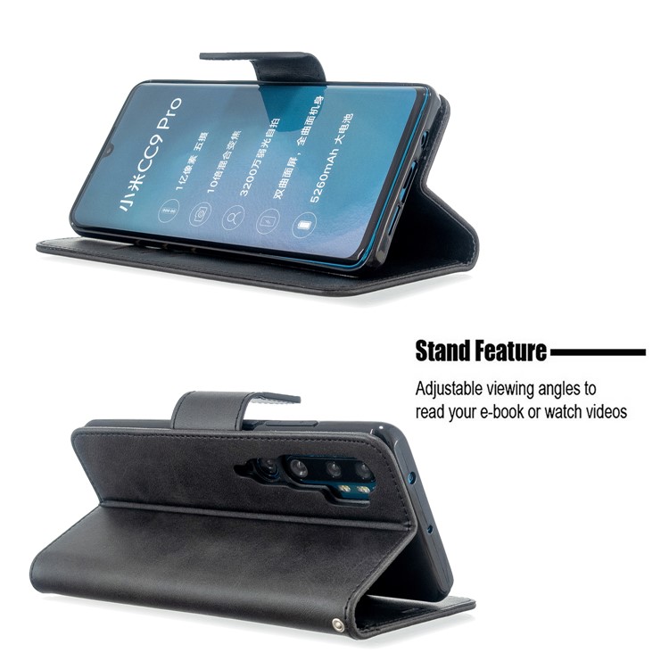 PU Carteira De Couro Shell Caso Suporte Para Xiaomi Mi CC9 Pro / Mi Nota 10 Pro / Mi Nota 10 - Preto-5