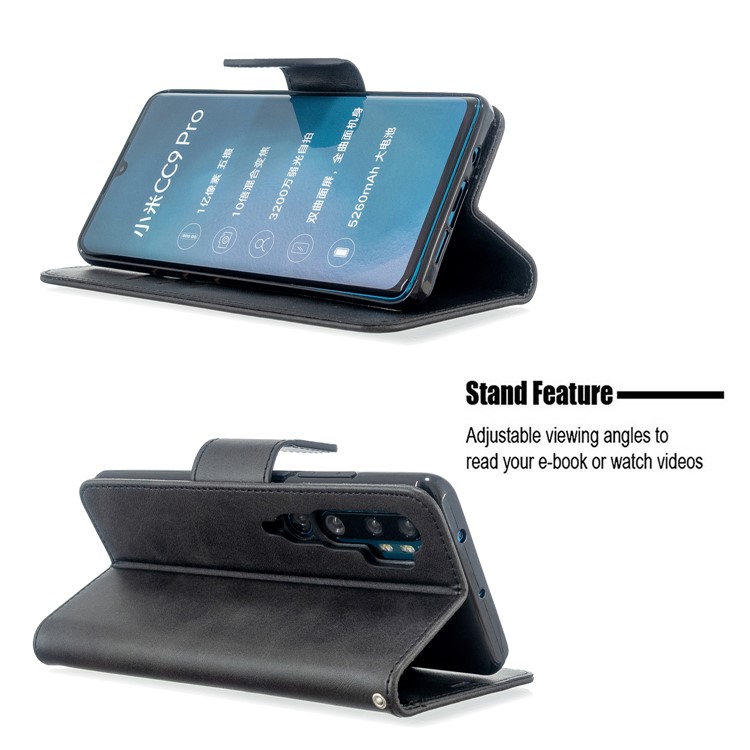 PU Leather Wallet Stand Case Shell for Xiaomi Mi CC9 Pro / Mi Note 10 Pro / Mi Note 10 - Black-5