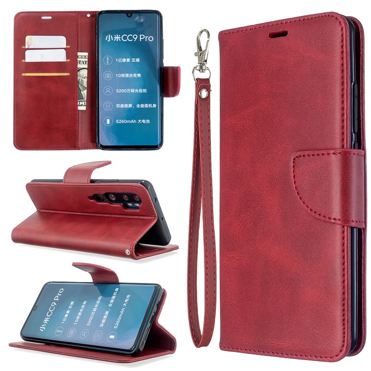 PU Leather Wallet Stand Case Shell for Xiaomi Mi CC9 Pro / Mi Note 10 Pro / Mi Note 10 - Red-1