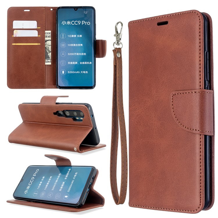 PU Leather Wallet Stand Case Shell for Xiaomi Mi CC9 Pro / Mi Note 10 Pro / Mi Note 10 - Dark Brown-1