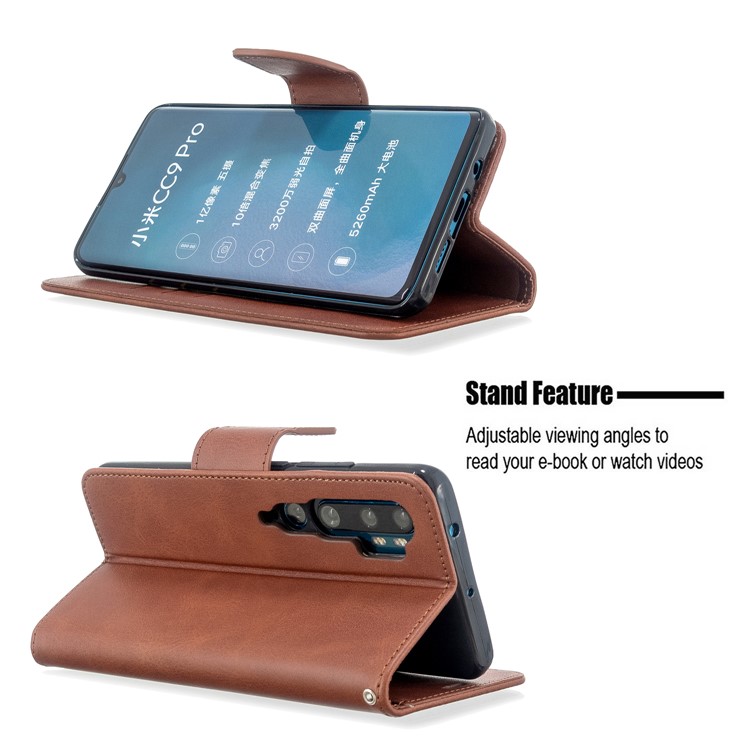 PU Leather Wallet Stand Case Shell for Xiaomi Mi CC9 Pro / Mi Note 10 Pro / Mi Note 10 - Dark Brown-5