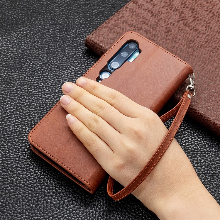 PU Leather Wallet Stand Case Shell for Xiaomi Mi CC9 Pro / Mi Note 10 Pro / Mi Note 10 - Dark Brown-9
