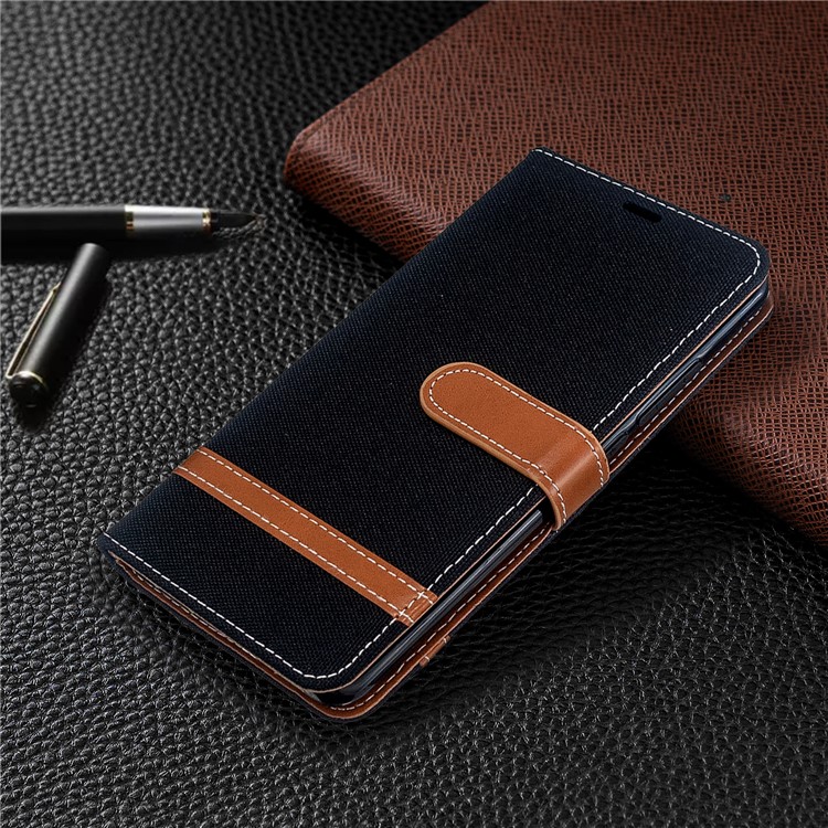 Assorted Color Jeans Cloth Leather Wallet Case for Xiaomi Mi CC9 Pro / Mi Note 10 / Mi Note 10 Pro - Black-7