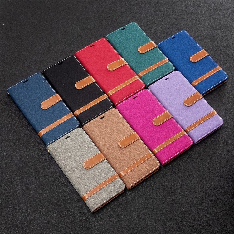 Assorted Color Jeans Cloth Leather Wallet Case for Xiaomi Mi CC9 Pro / Mi Note 10 / Mi Note 10 Pro - Black-9