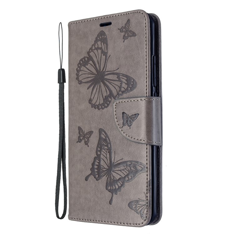 Imprint Butterfly Magnetic Leather Stand Case for Xiaomi Mi CC9 Pro / Mi Note 10 / Mi Note 10 Pro - Grey-2