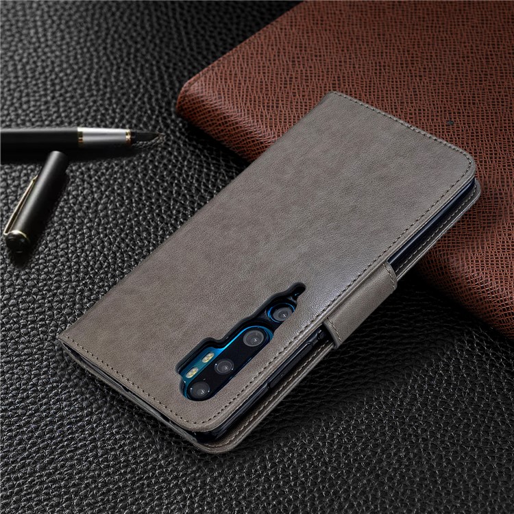 Borboleta Imprint Caso Estande Couro Magnética Para Xiaomi Mi CC9 Pro / Mi Nota 10 / Mi Nota 10 Pro - Cinzento-8