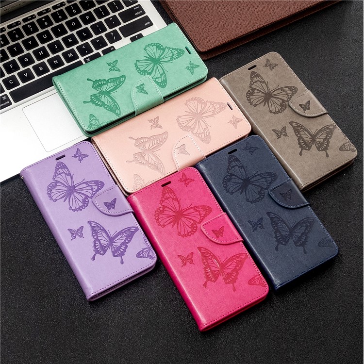 Imprint Butterfly Magnetic Leather Stand Case for Xiaomi Mi CC9 Pro / Mi Note 10 / Mi Note 10 Pro - Grey-9