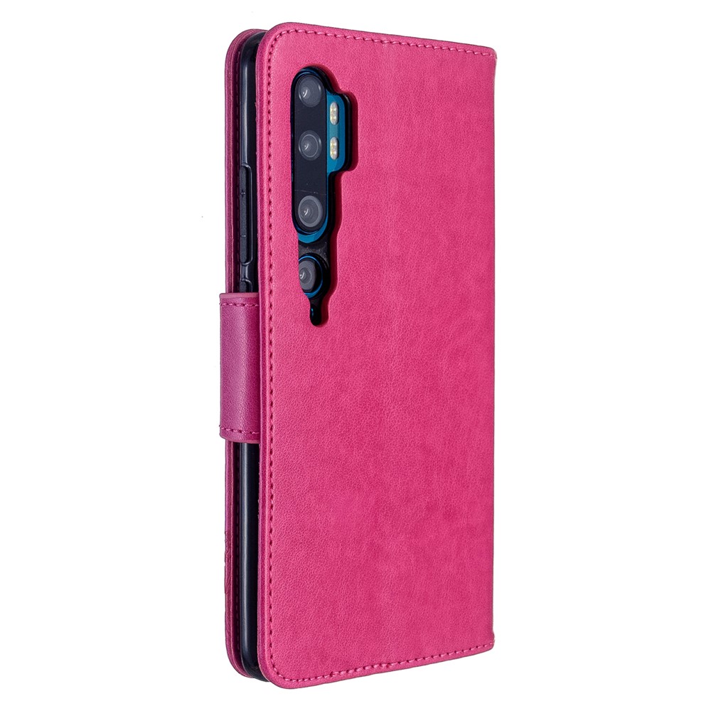 Imprint Butterfly Magnetic Leather Stand Case for Xiaomi Mi CC9 Pro / Mi Note 10 / Mi Note 10 Pro - Rose-3
